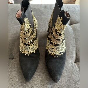 H&M Black and Gold Ankle Booties